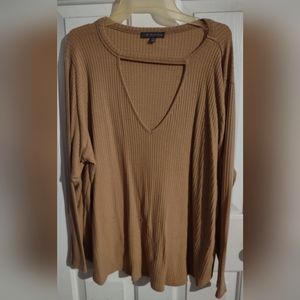 Long sleeve waffle knit top